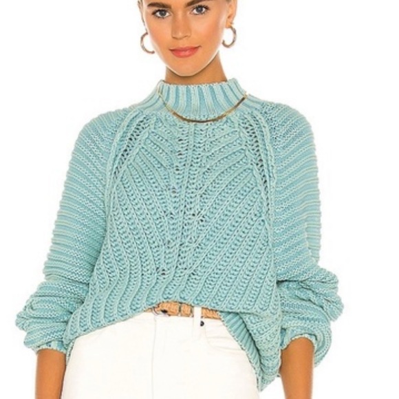 Free People Sweaters - Free People Sweetheart Sweater in Baby Blue size small oversized chunky knit